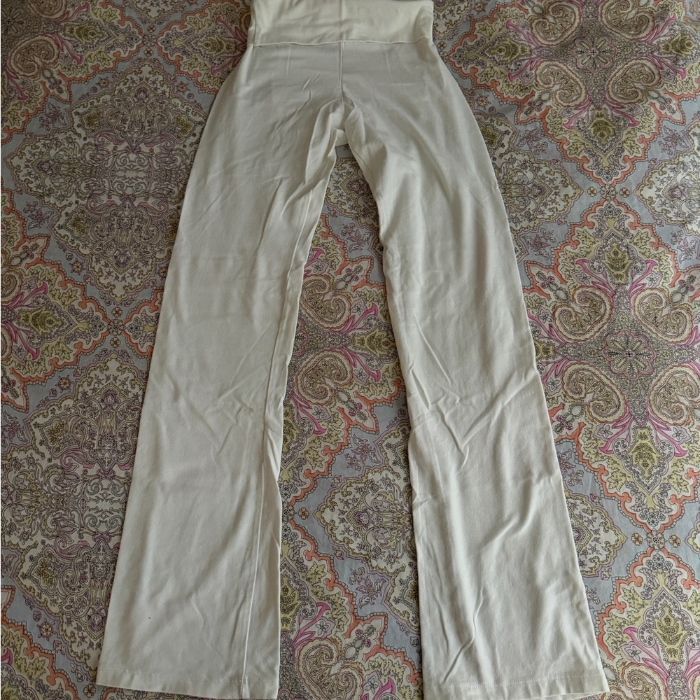 XS Cream Cotton Yoga Pants
